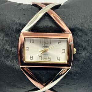 Vivani Two Tone Bronze & Gold Tone Bangle Style Band Watch Working New Battery